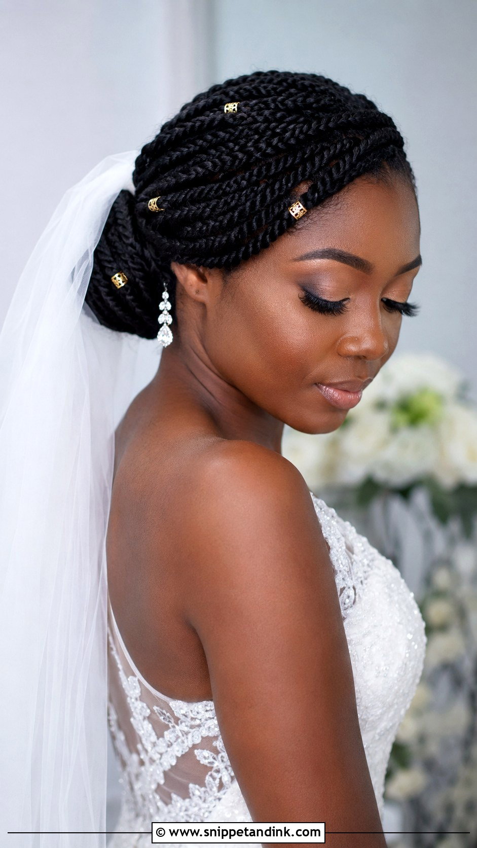 Natural Hair Bride Senegalese Twist Bun - Snippet and Ink - 25 Natural Hair Brides Ideas
