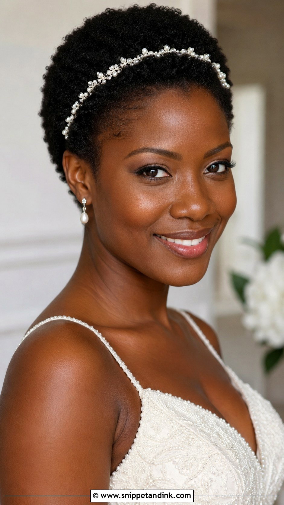 Natural Hair Bride TWA - Snippet and Ink - 25 Natural Hair Brides Ideas