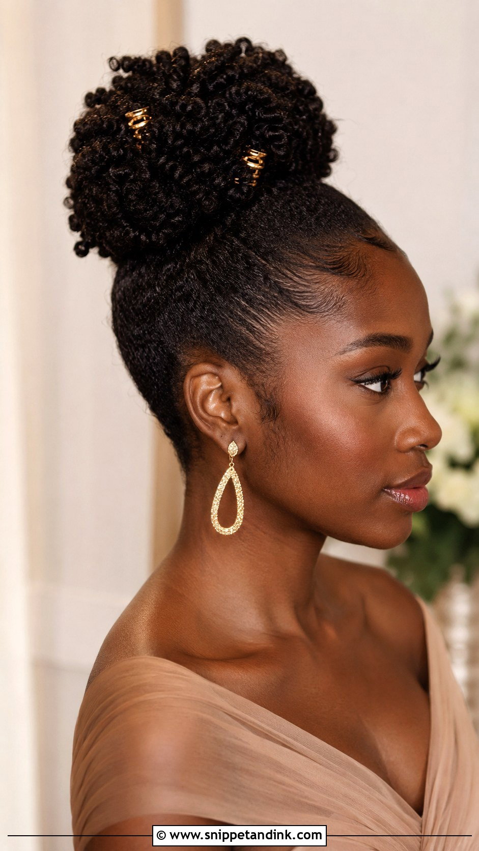 Natural Hair Bun Bridesmaid Hair - Snippet and Ink - 20 Bun Bridesmaid Hair Ideas
