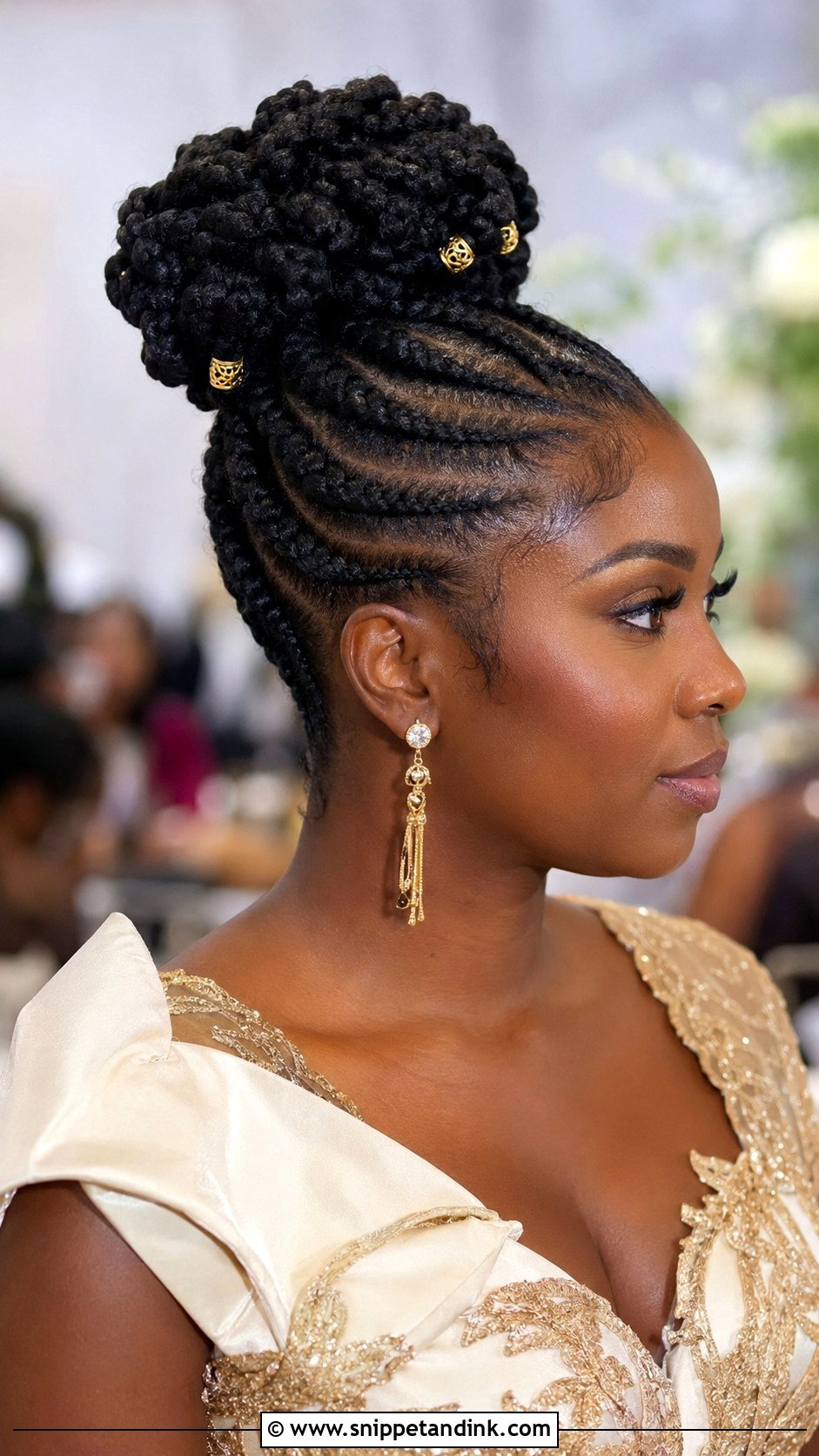 Natural Hair Cornrow Updo For Wedding Guest - Snippet and Ink - 15 Natural Hair Styles for Wedding Guests