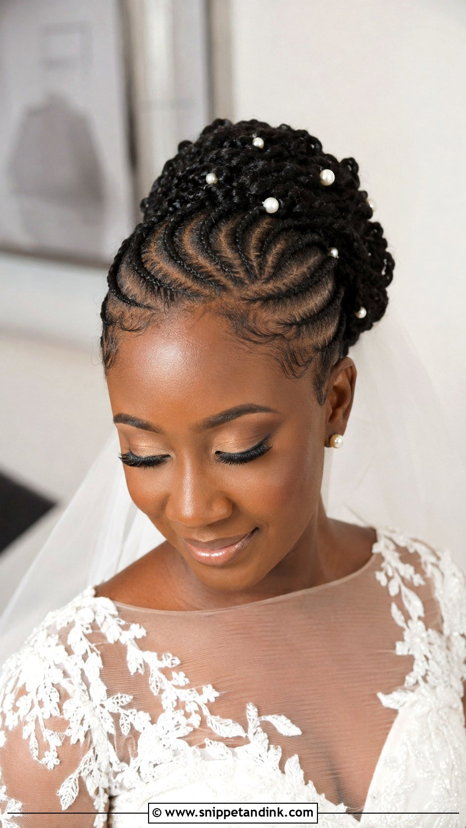 Natural Hair Cornrow Updo Wedding Hairstyle - Snippet and Ink - 15 Natural Black Women Wedding Hairstyles