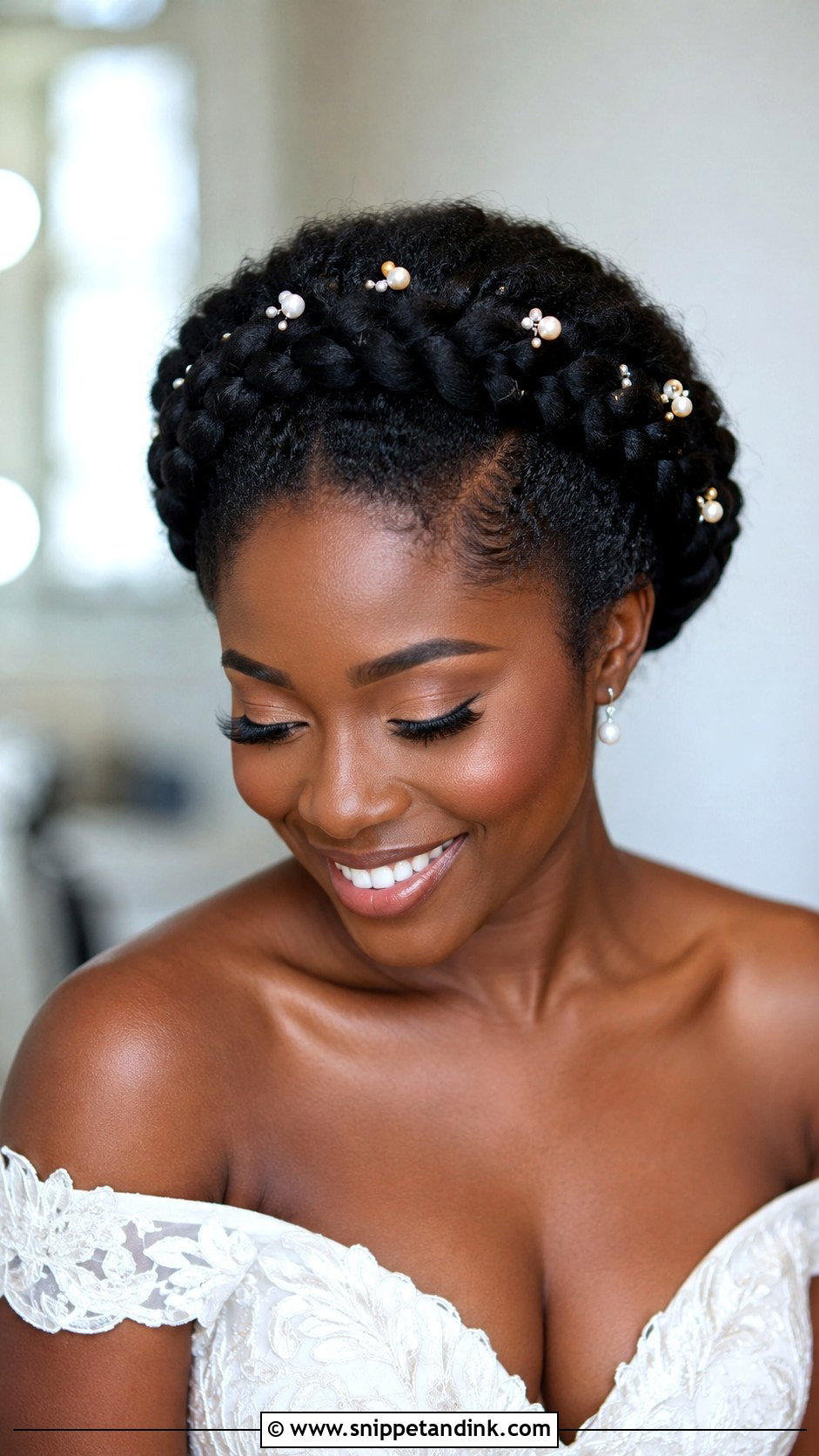 Natural Hair Crown Braid Wedding Hairstyle - Snippet and Ink - 15 Natural Black Women Wedding Hairstyles