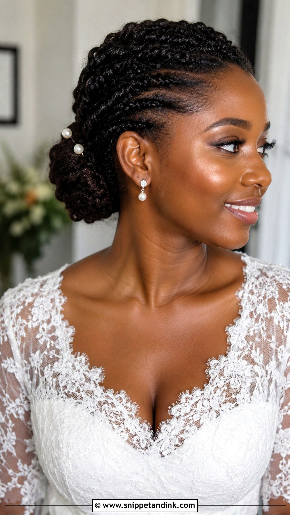 Natural Hair Flat Twist Bun - Snippet and Ink - 15 Wedding Hairstyles for Natural Hair Black Bride Bridal Style