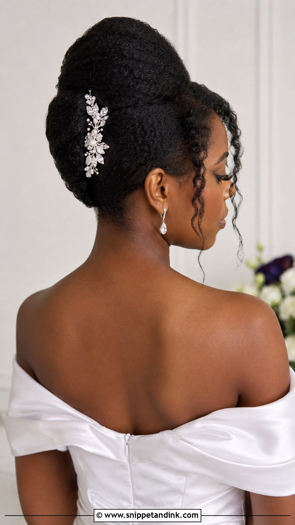 Natural Hair French Roll Bridal Style - Snippet and Ink - 20 Natural Hairstyles for Brides