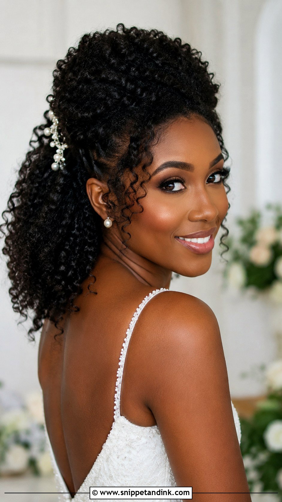Natural Hair Half Up Half Down Wedding - Snippet and Ink - 15 Natural Hairstyles for Black Women for Wedding