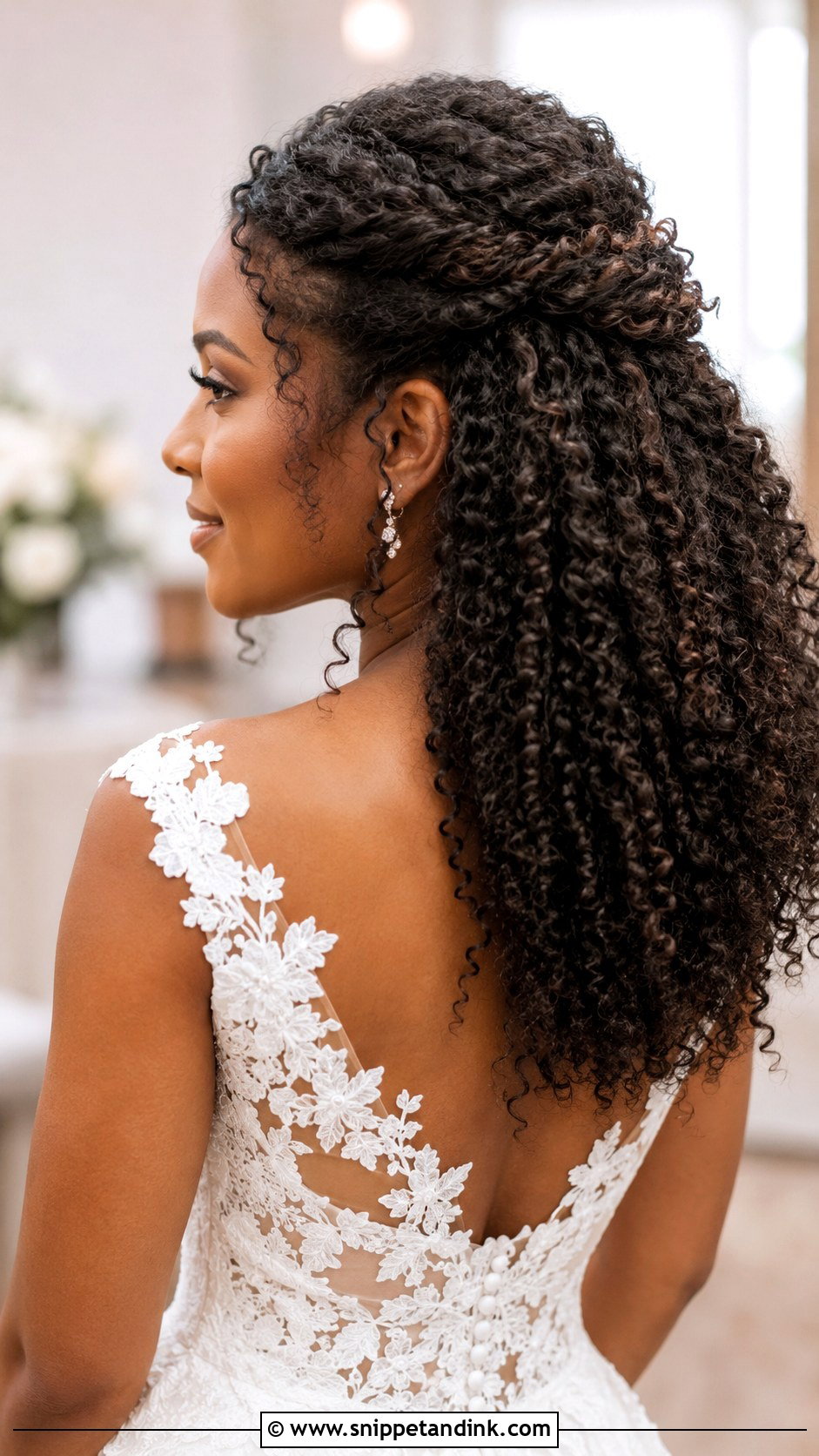 Natural Hair Half Up Half Down - Snippet and Ink - 15 Wedding Hairstyles for Natural Hair Black Bride Bridal Style
