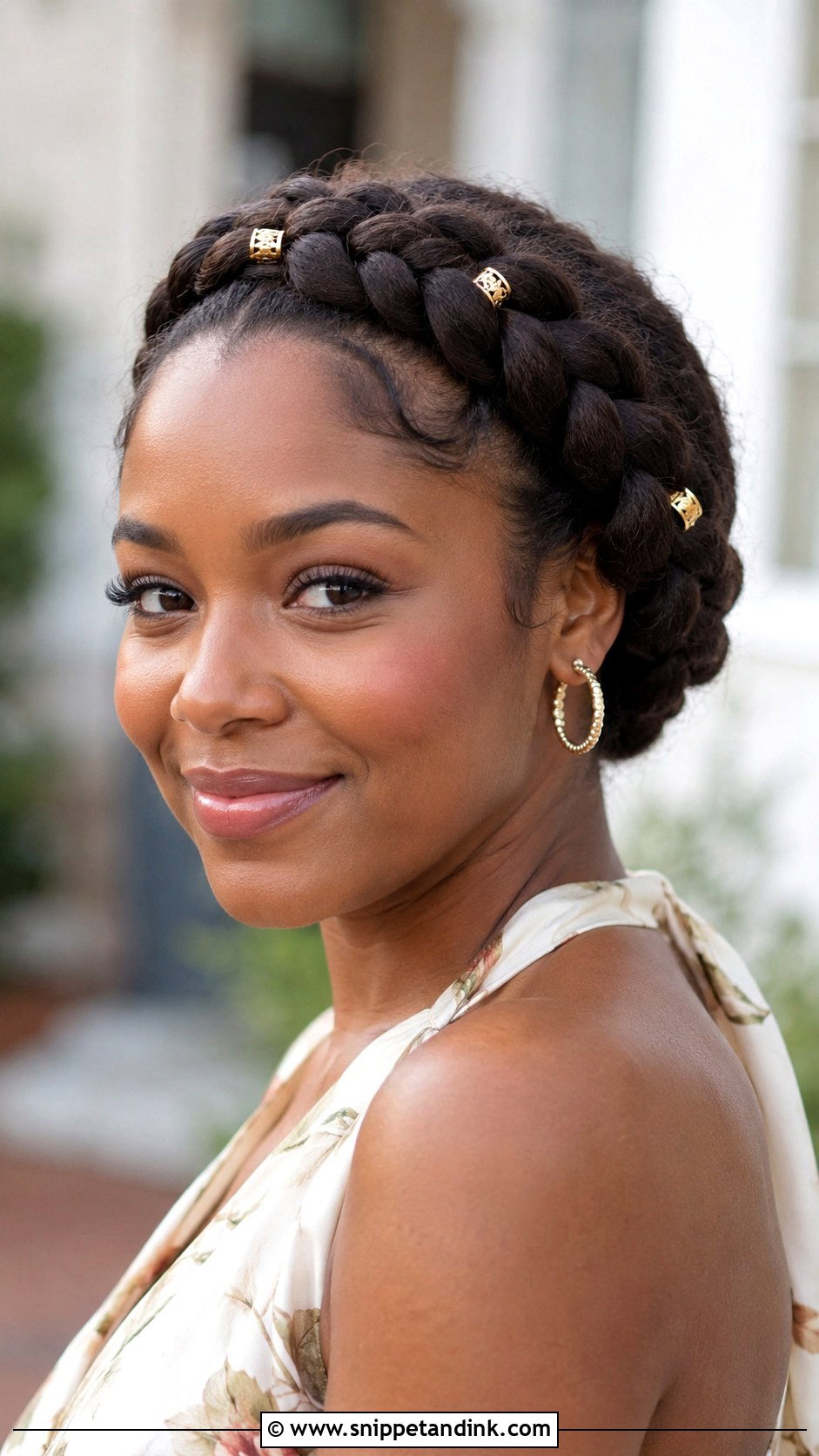 Natural Hair Halo Braid For Wedding Guest - Snippet and Ink - 15 Natural Hair Styles for Wedding Guests