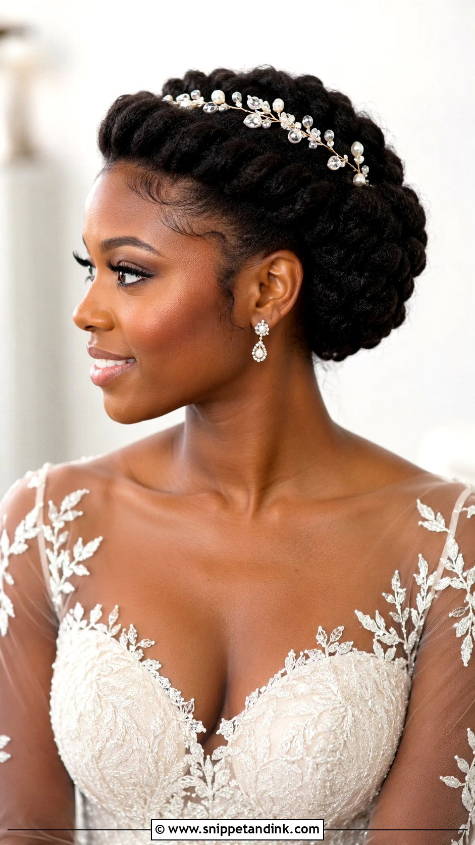Natural Hair Halo Twist - Snippet and Ink - 15 Wedding Hairstyles for Natural Hair Black Bride Bridal Style