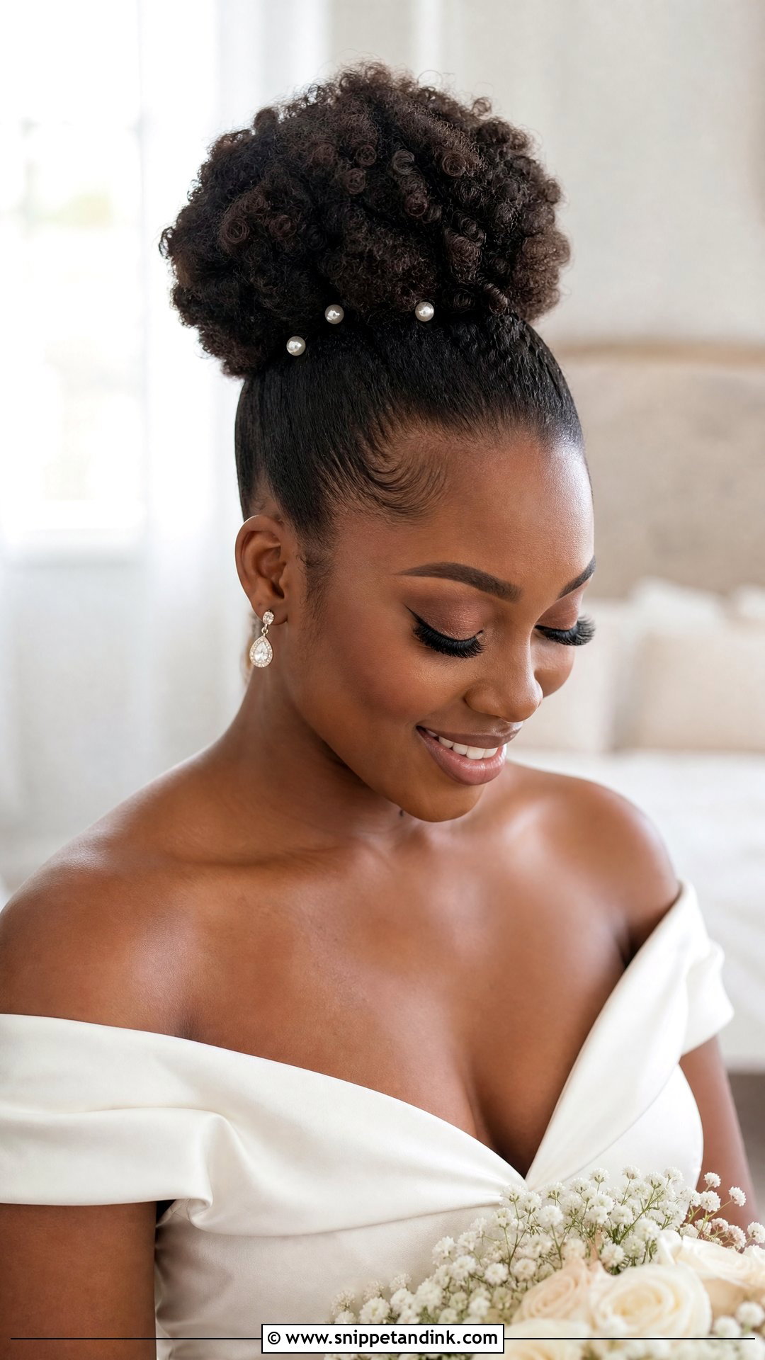 Natural Hair High Bun Updo - Snippet and Ink - 20 Wedding Updo Hairstyles Black Women