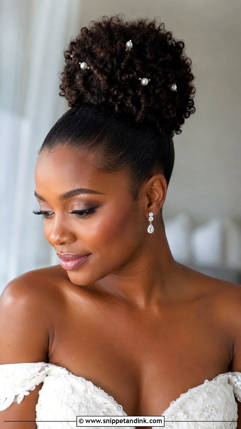 Natural Hair High Bun - Snippet and Ink - 15 Wedding Hairstyles for Natural Hair Black Bride Bridal Style