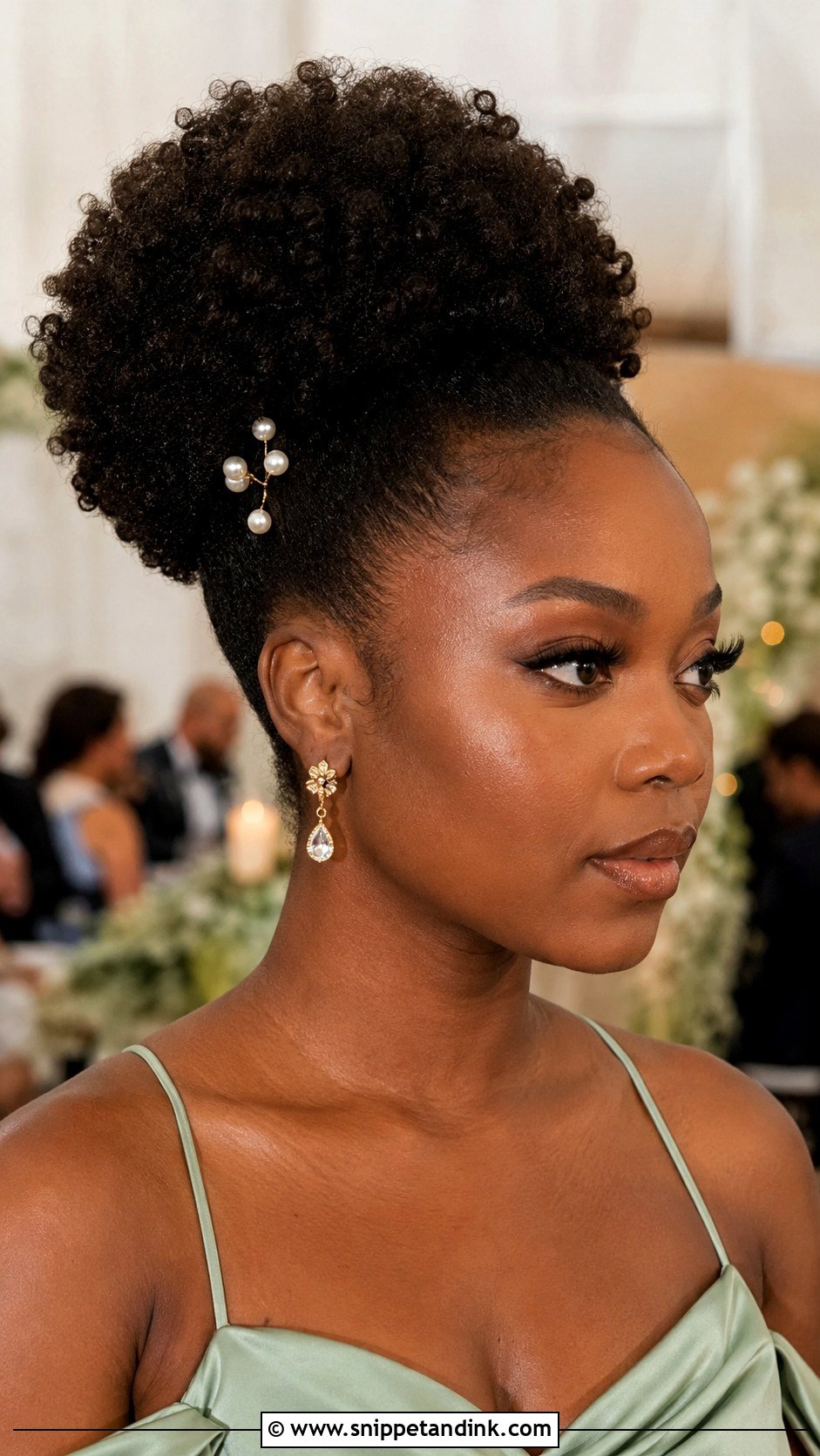 Natural Hair High Puff For Wedding Guest - Snippet and Ink - 15 Natural Hair Styles for Wedding Guests