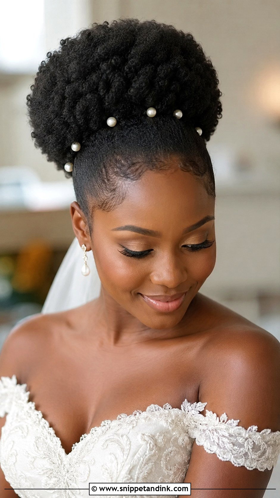 Natural Hair High Puff Wedding Hairstyle - Snippet and Ink - 15 Natural Black Women Wedding Hairstyles
