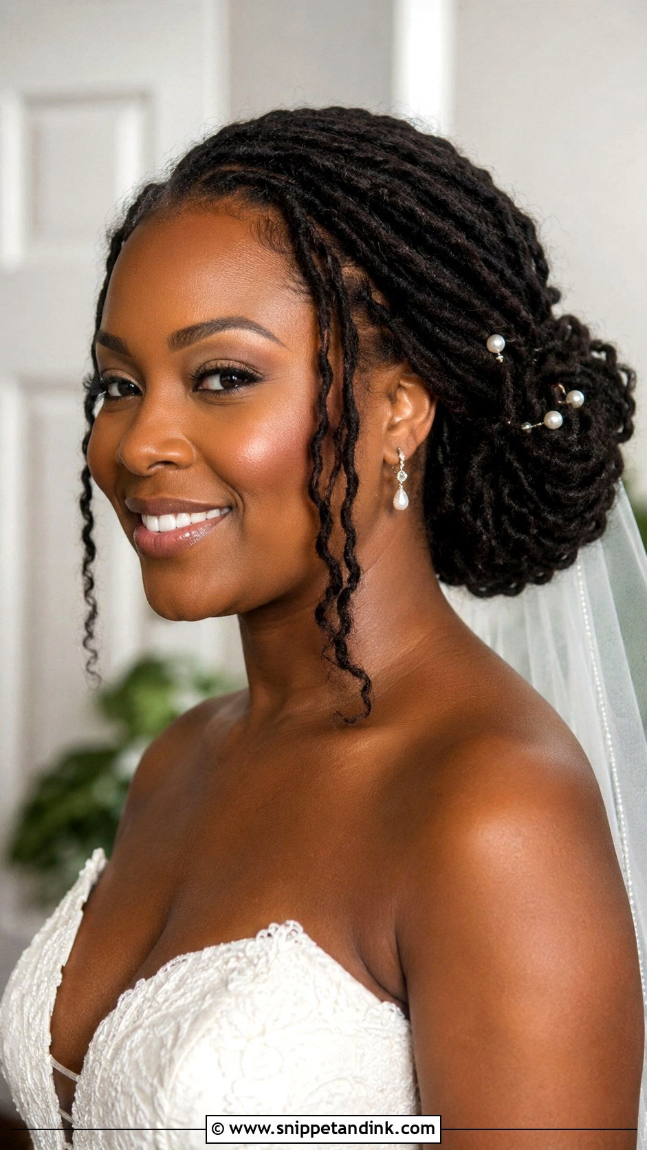 Natural Hair Loc Bun Wedding Hairstyle - Snippet and Ink - 15 Natural Black Women Wedding Hairstyles