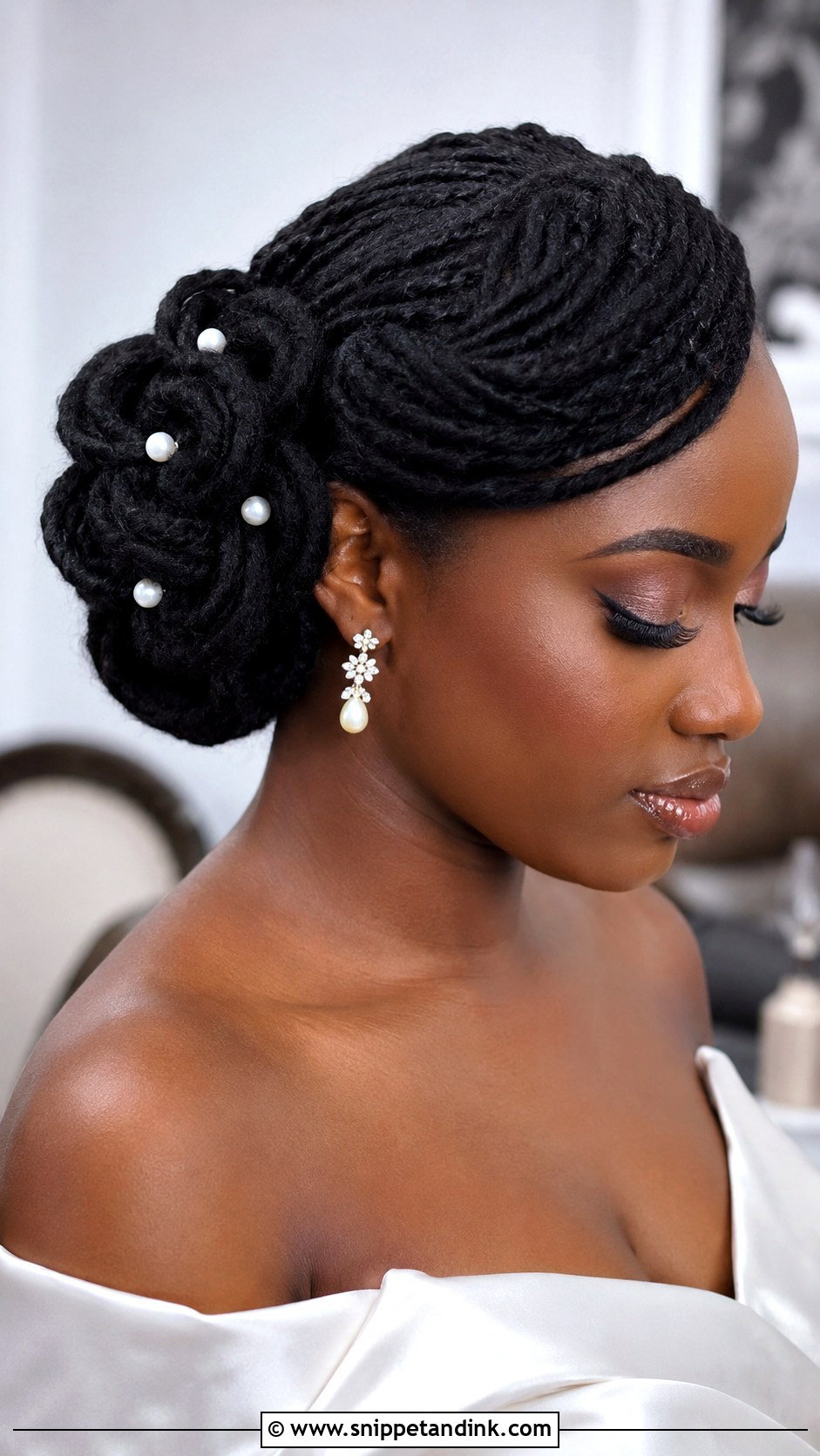 Natural Hair Loc Petal Bun - Snippet and Ink - 15 Wedding Hairstyles for Natural Hair Black Bride Bridal Style