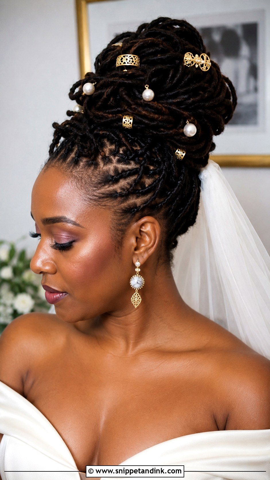 Natural Hair Loc Updo - Snippet and Ink - 15 Wedding Hairstyles for Natural Hair Black Bride Bridal Style