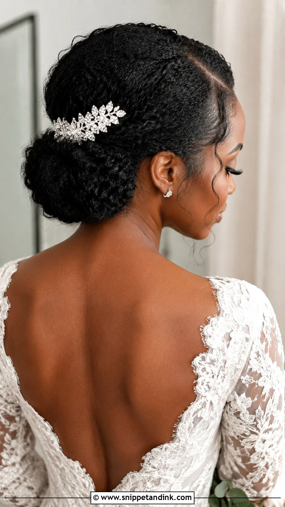 Natural Hair Low Bun - Snippet and Ink - 15 Wedding Hairstyles for Natural Hair Black Bride Bridal Style