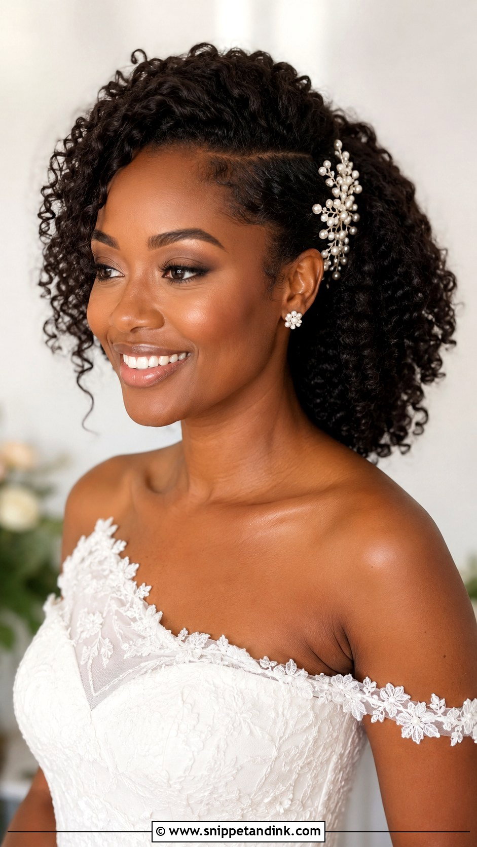 Natural Hair Side Swept Wedding - Snippet and Ink - 15 Natural Hairstyles for Black Women for Wedding