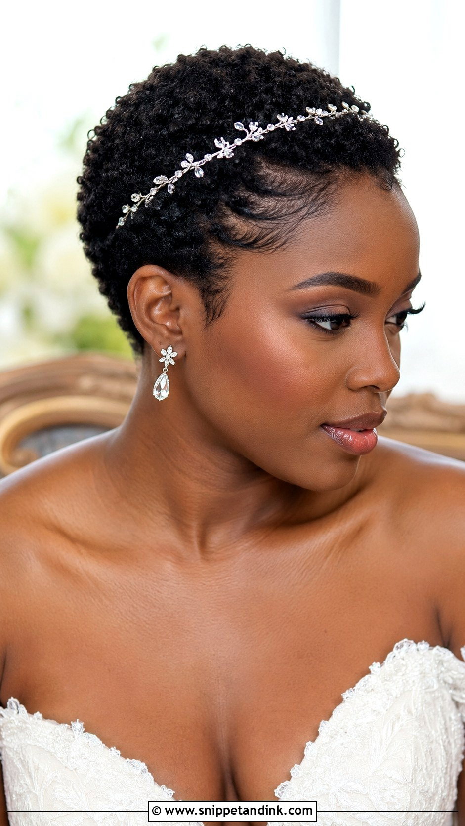 Natural Hair TWA Wedding Hairstyle - Snippet and Ink - 15 Wedding Hairstyles for Natural Hair Black Bride Bridal Style