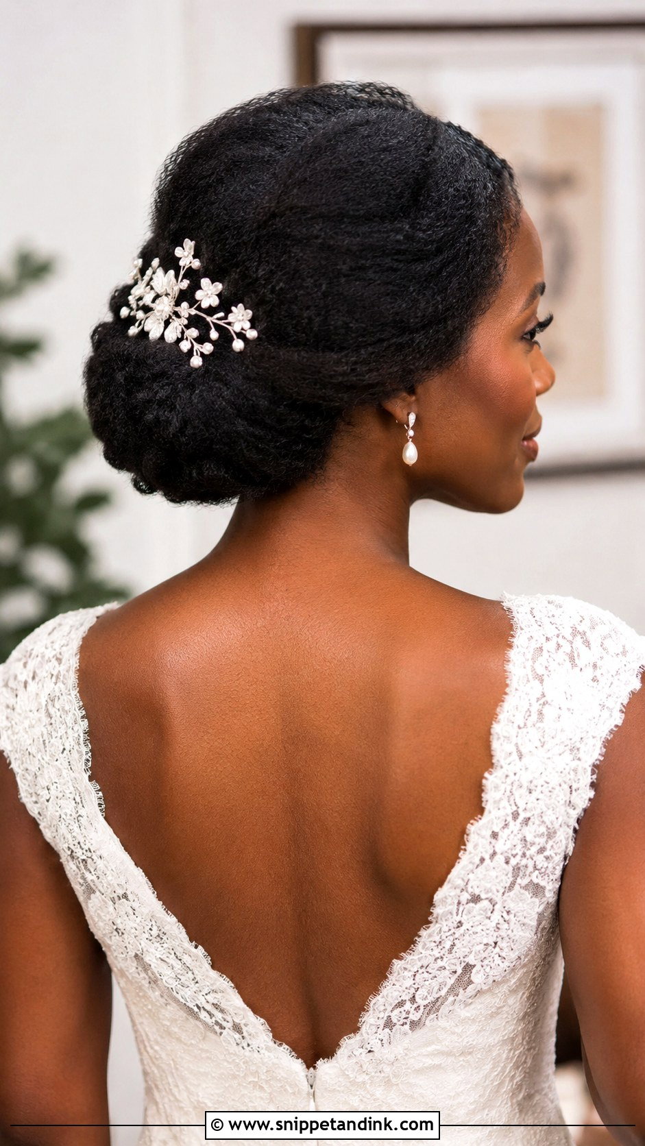 Natural Hair Tucked Roll Wedding Hairstyle - Snippet and Ink - 15 Natural Black Women Wedding Hairstyles