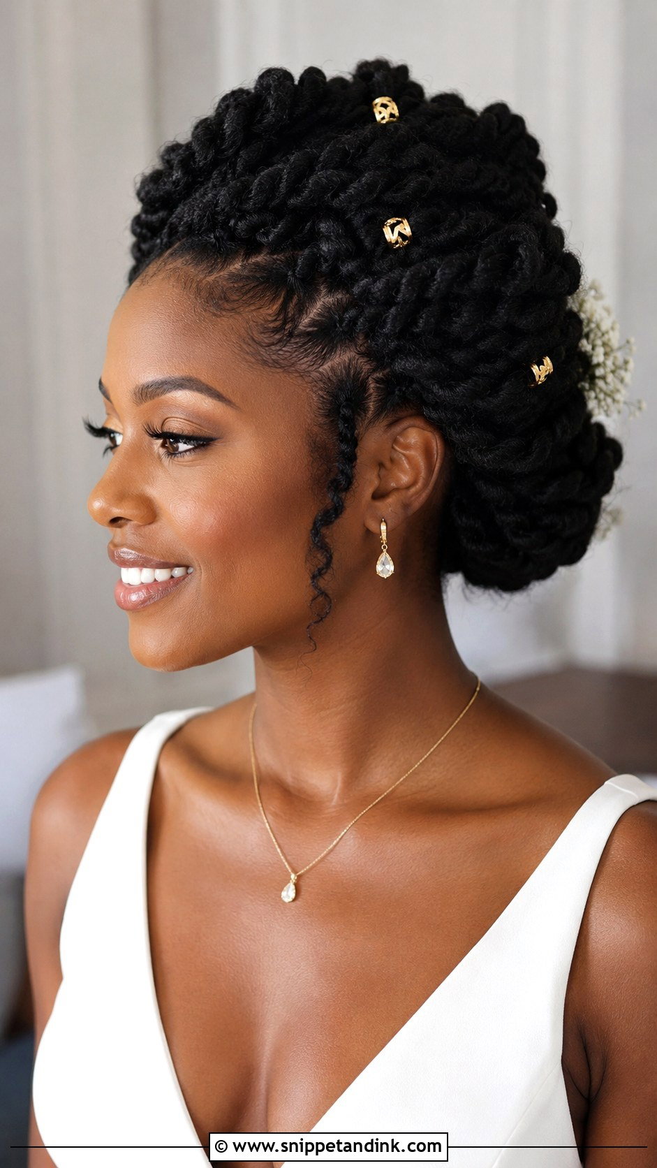 Natural Hair Twist Updo - Snippet and Ink - 15 Wedding Hairstyles for Natural Hair Black Bride Bridal Style