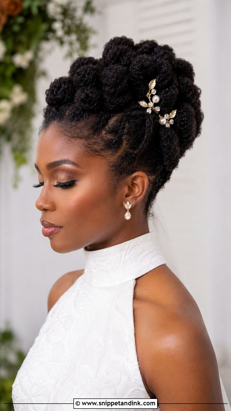 Natural Hair Updo For High Neck Wedding Dress - Snippet and Ink - 20 High Neck Wedding Hairstyles
