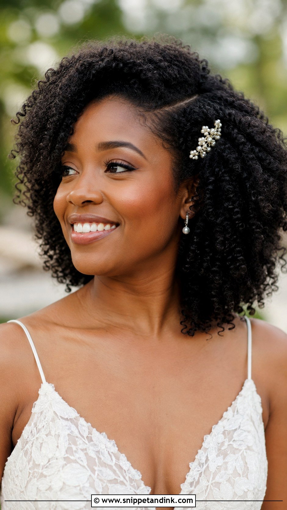Natural Hair Wash And Go Wedding Hairstyle - Snippet and Ink - 15 Natural Black Women Wedding Hairstyles
