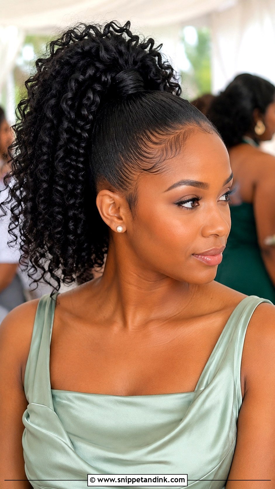Natural Hair Wedding Guest Curly Ponytail - Snippet and Ink - 15 Natural Hair Wedding Guest Styles