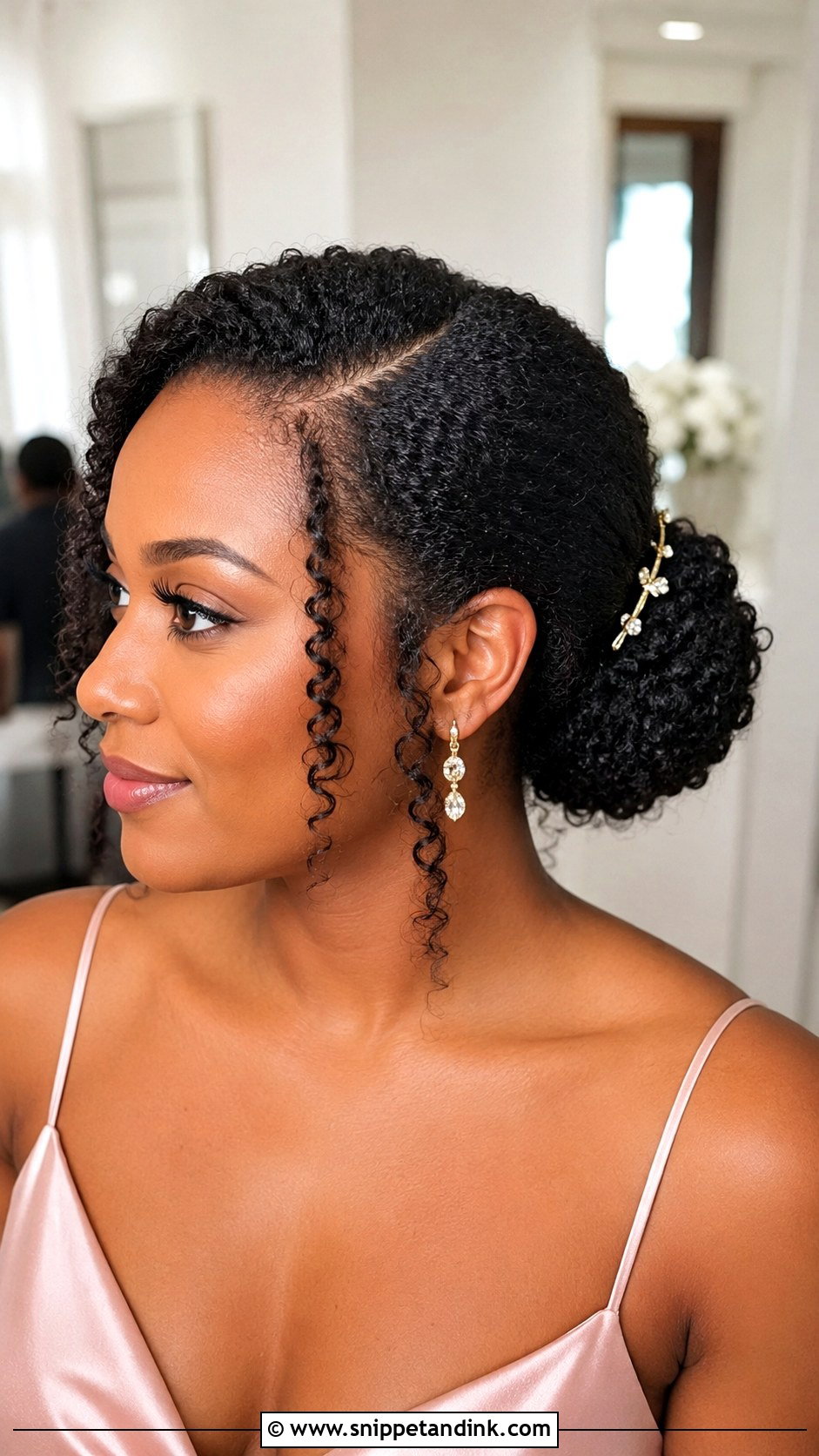 Natural Hair Wedding Guest Low Bun - Snippet and Ink - 15 Natural Hair Wedding Guest Styles