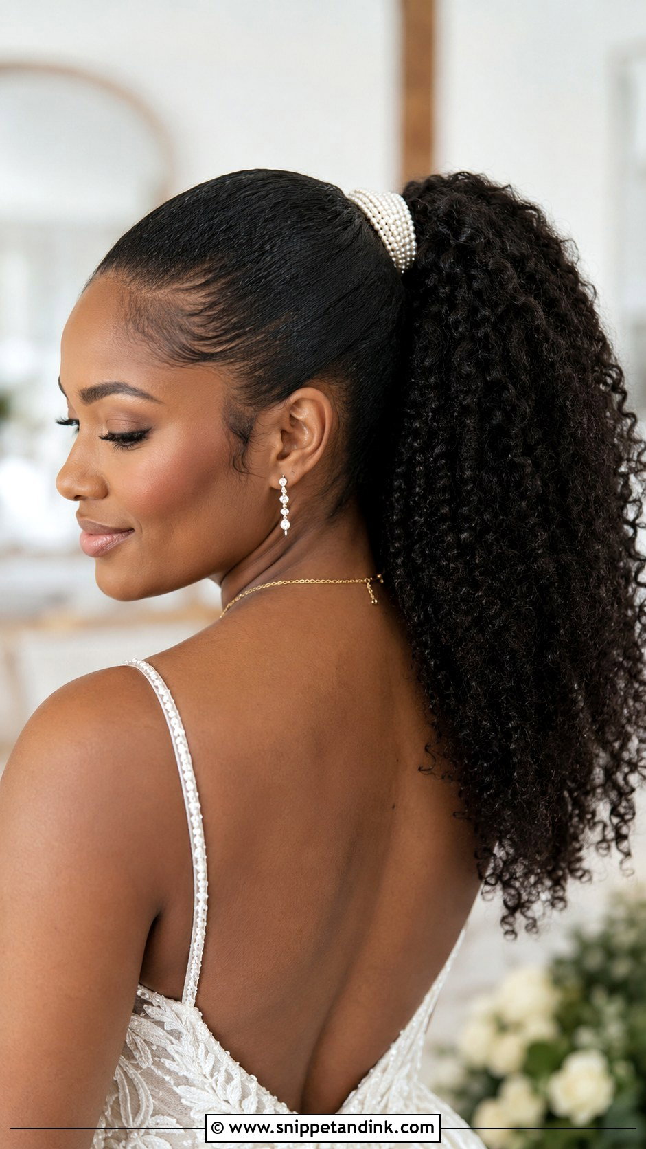 Natural Hair Wedding Ponytail - Snippet and Ink - 15 Natural Hair Wedding Styles African American Black Bride
