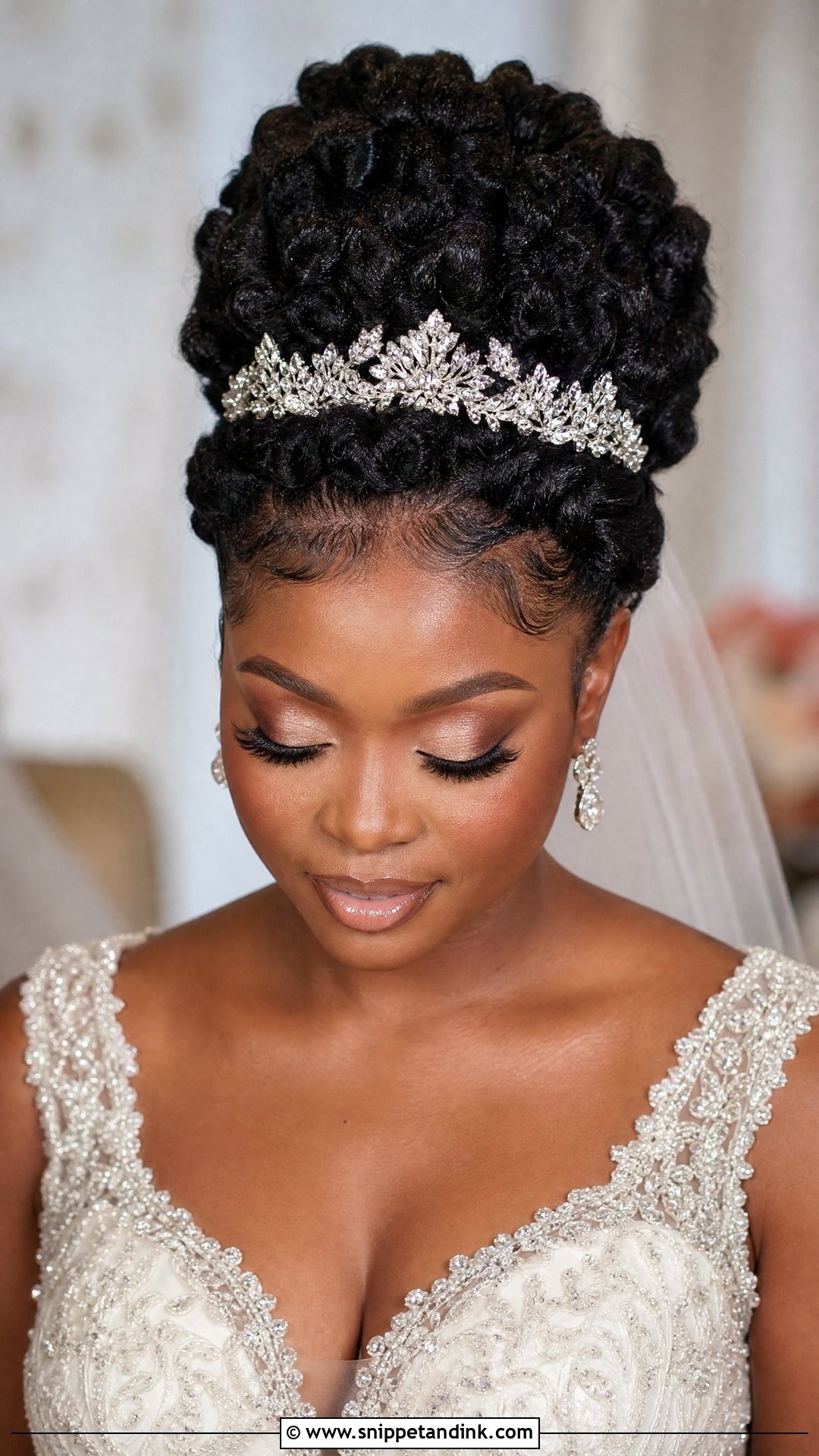 Natural Hair Wedding Updo With Tiara - Snippet and Ink - 20 Wedding Hairstyle with Tiara Ideas