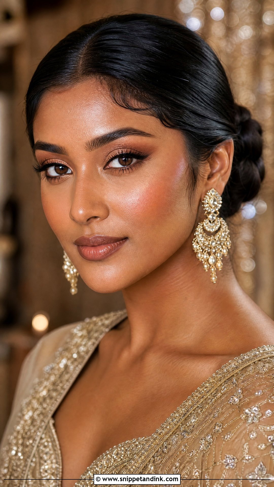 Natural Indian Bridal Makeup With Brown Nude Lip - Snippet and Ink - 25 Natural Indian Bridal Makeup Ideas