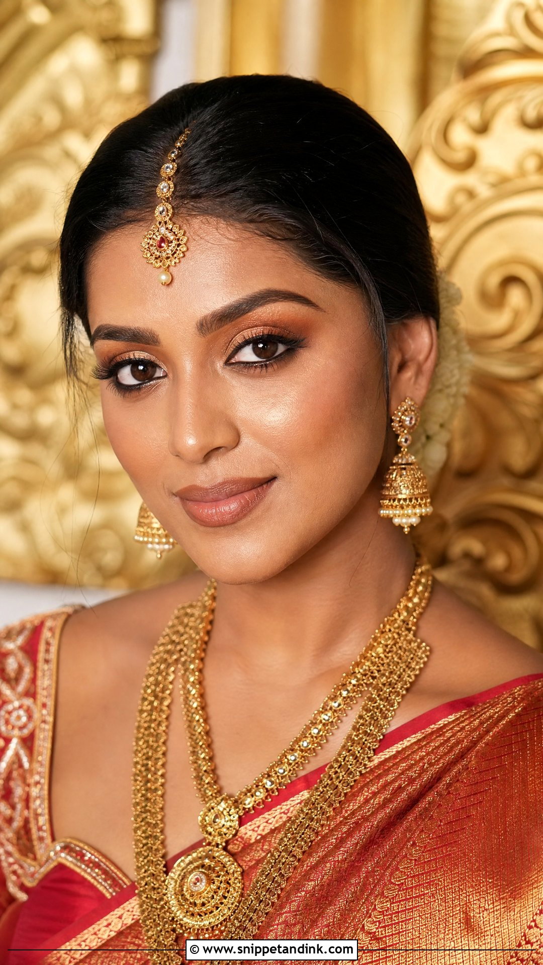 Natural Indian Bridal Makeup With Gold Shimmer Eyes - Snippet and Ink - 25 Natural Indian Bridal Makeup Ideas