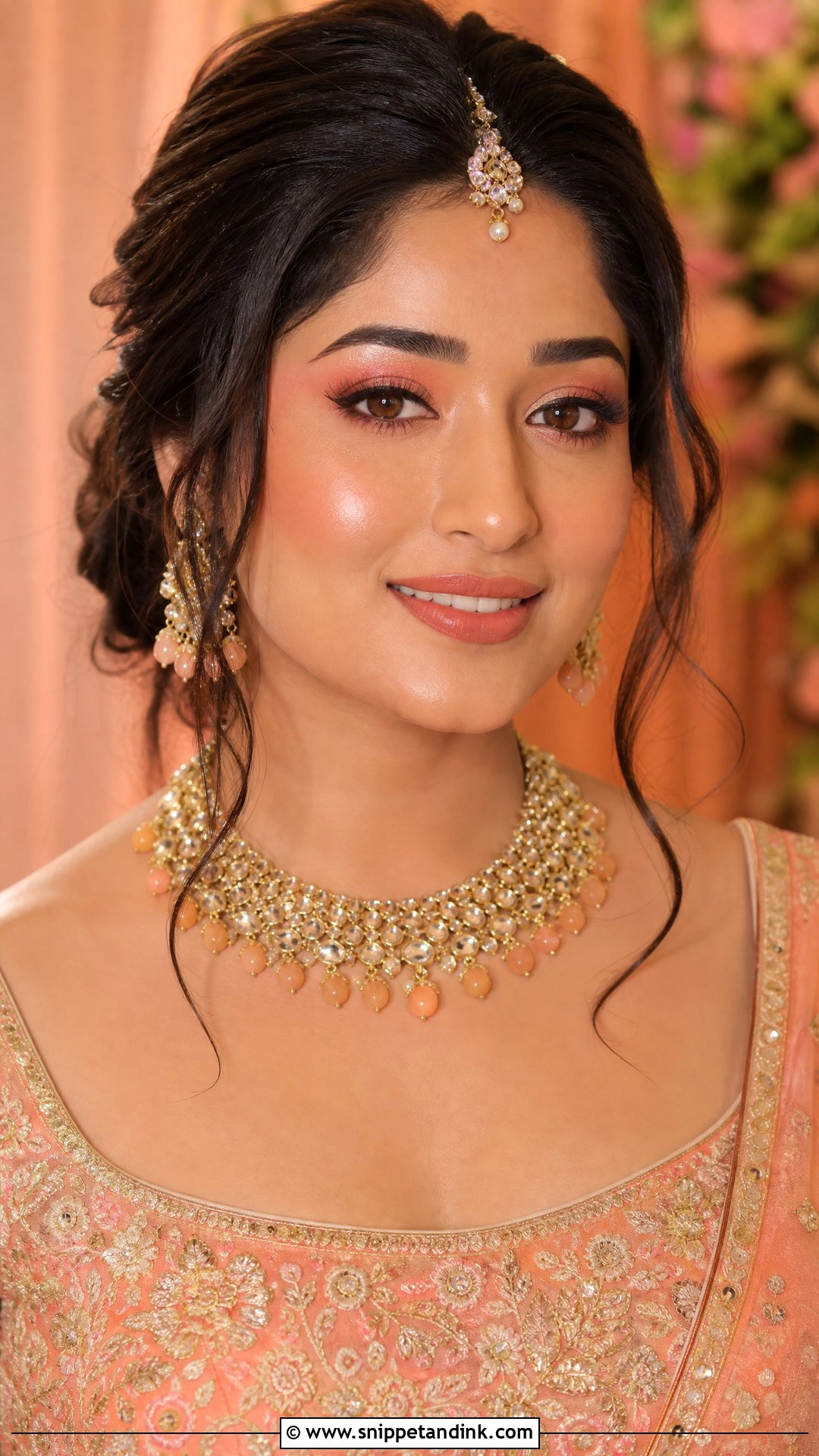 Natural Indian Bridal Makeup With Peach Gold Eyes - Snippet and Ink - 25 Natural Indian Bridal Makeup Ideas