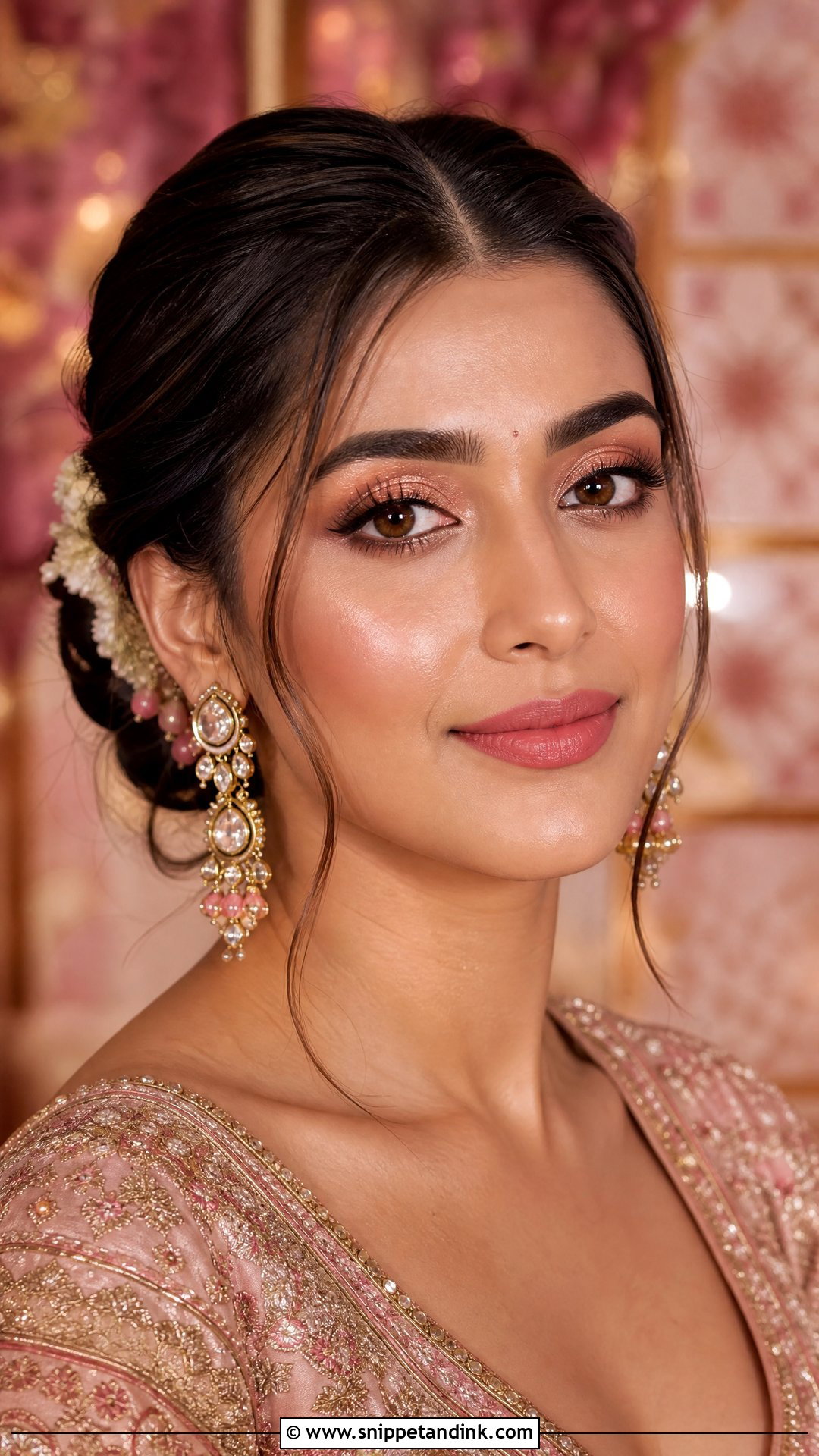 Natural Indian Bridal Makeup With Rose Gold Eyes - Snippet and Ink - 25 Natural Indian Bridal Makeup Ideas