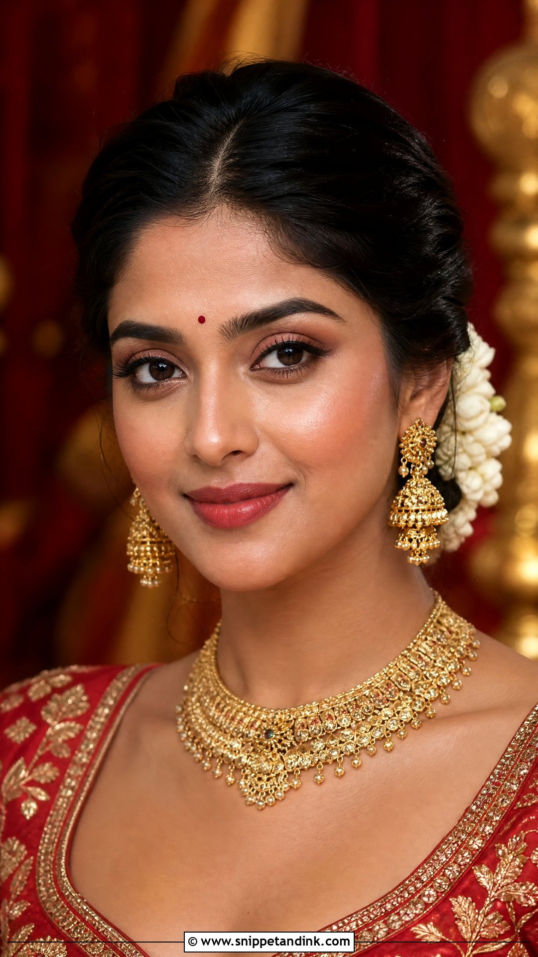 Natural Indian Bridal Makeup With Soft Red Lip - Snippet and Ink - 25 Natural Indian Bridal Makeup Ideas