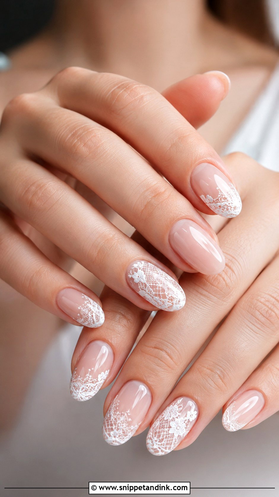 Natural Lace Wedding Nails - Snippet and Ink - 20 Natural Nails for Wedding