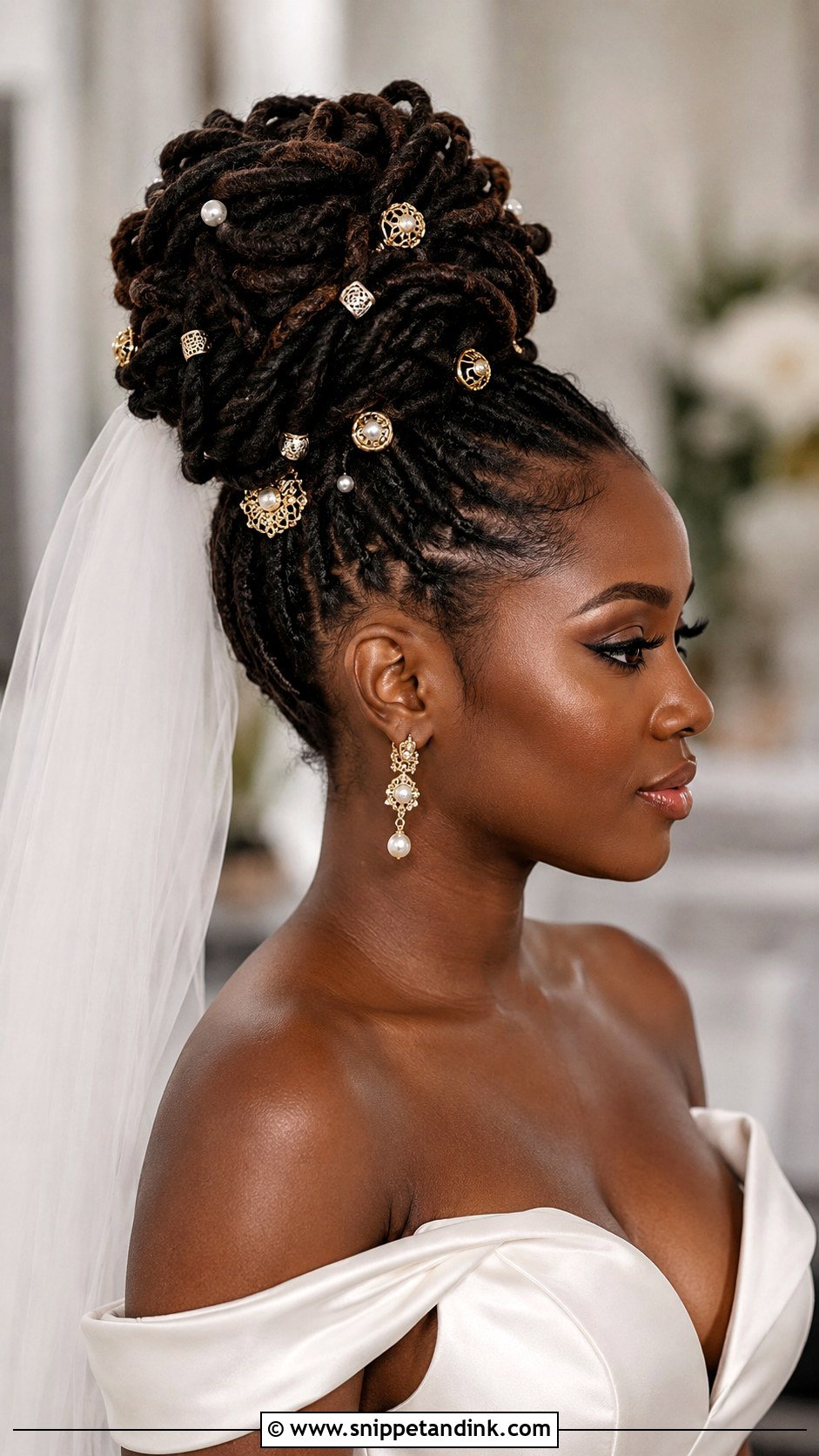 Natural Locs Wedding Updo - Snippet and Ink - 15 Natural Hairstyles for Wedding Bride