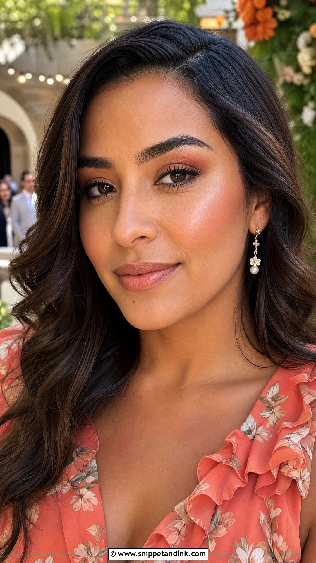 Natural Peach Wedding Guest Makeup - Snippet and Ink - 20 Natural Makeup for Wedding Guest Ideas