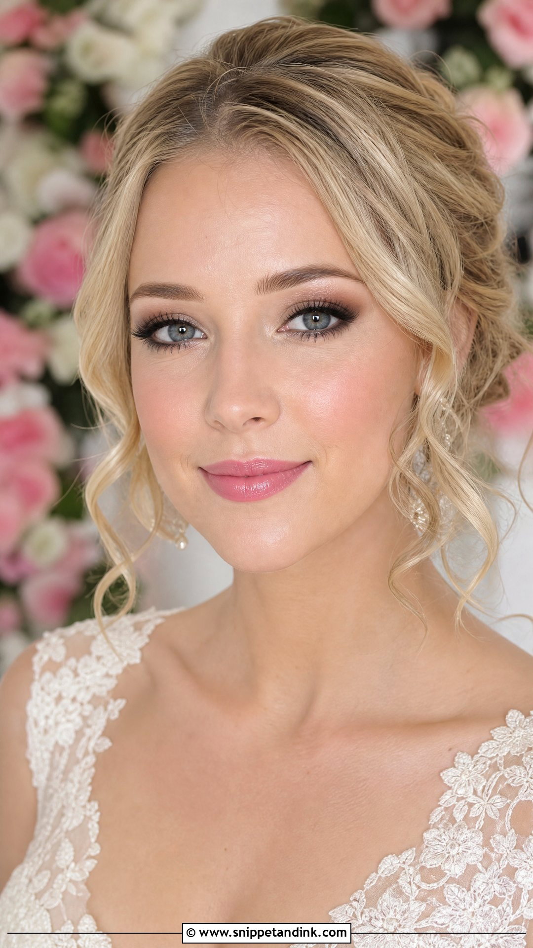 Natural Smokey Eye Wedding Makeup With Pink Lip - Snippet and Ink - 20 Natural Smokey Eye Makeup Wedding Ideas