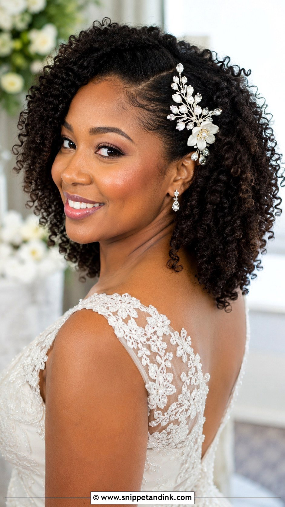 Natural Texture Down Wedding Hairstyle - Snippet and Ink - 30 Open Hair Wedding Hairstyles