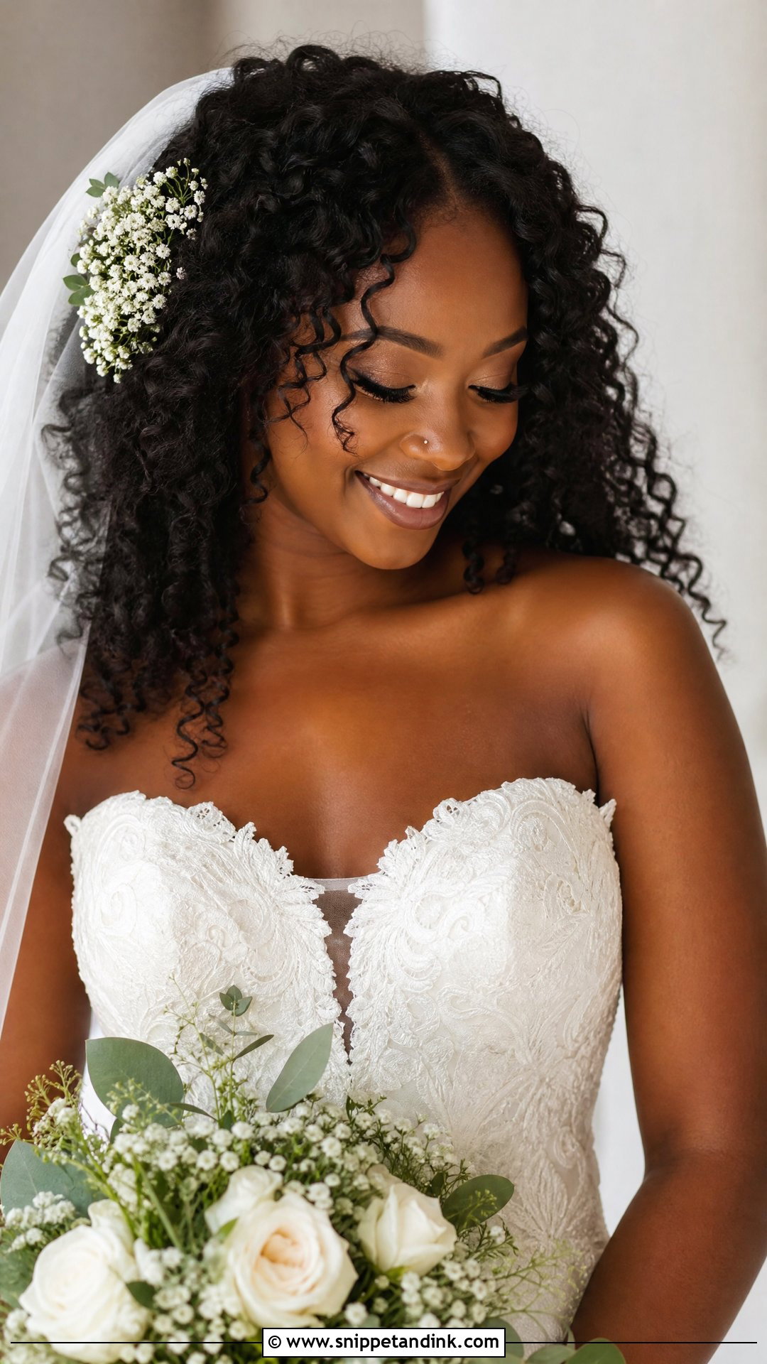Natural Texture Down for Curly Brides - Snippet and Ink - 20 All Down Wedding Hair Ideas