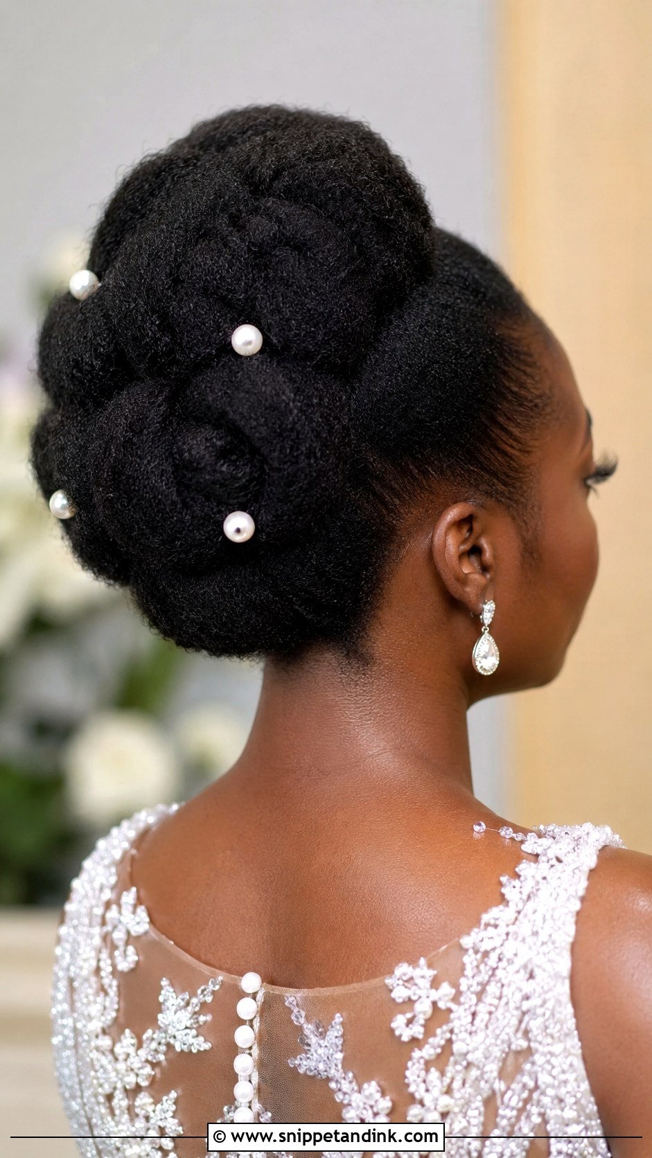 Natural Textured Updo for Black Brides - Snippet and Ink - 30 Curly Hair Updo Wedding Ideas