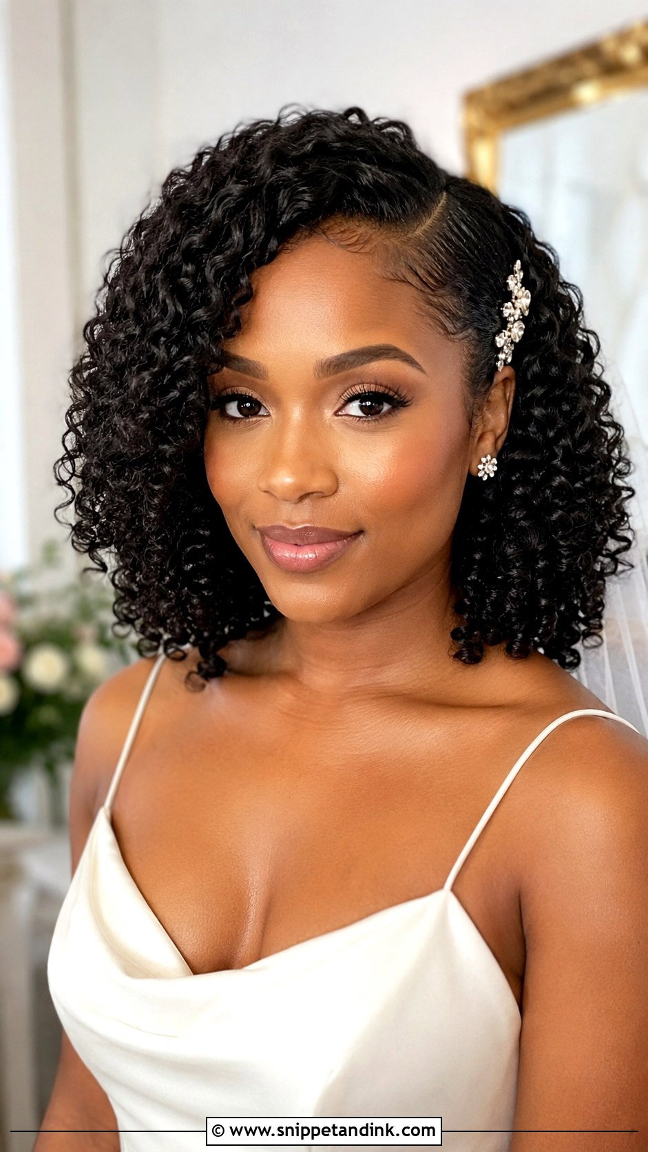 Natural Wash And Go Wedding Hairstyle - Snippet and Ink - 15 Natural Hairstyles for Wedding Bride