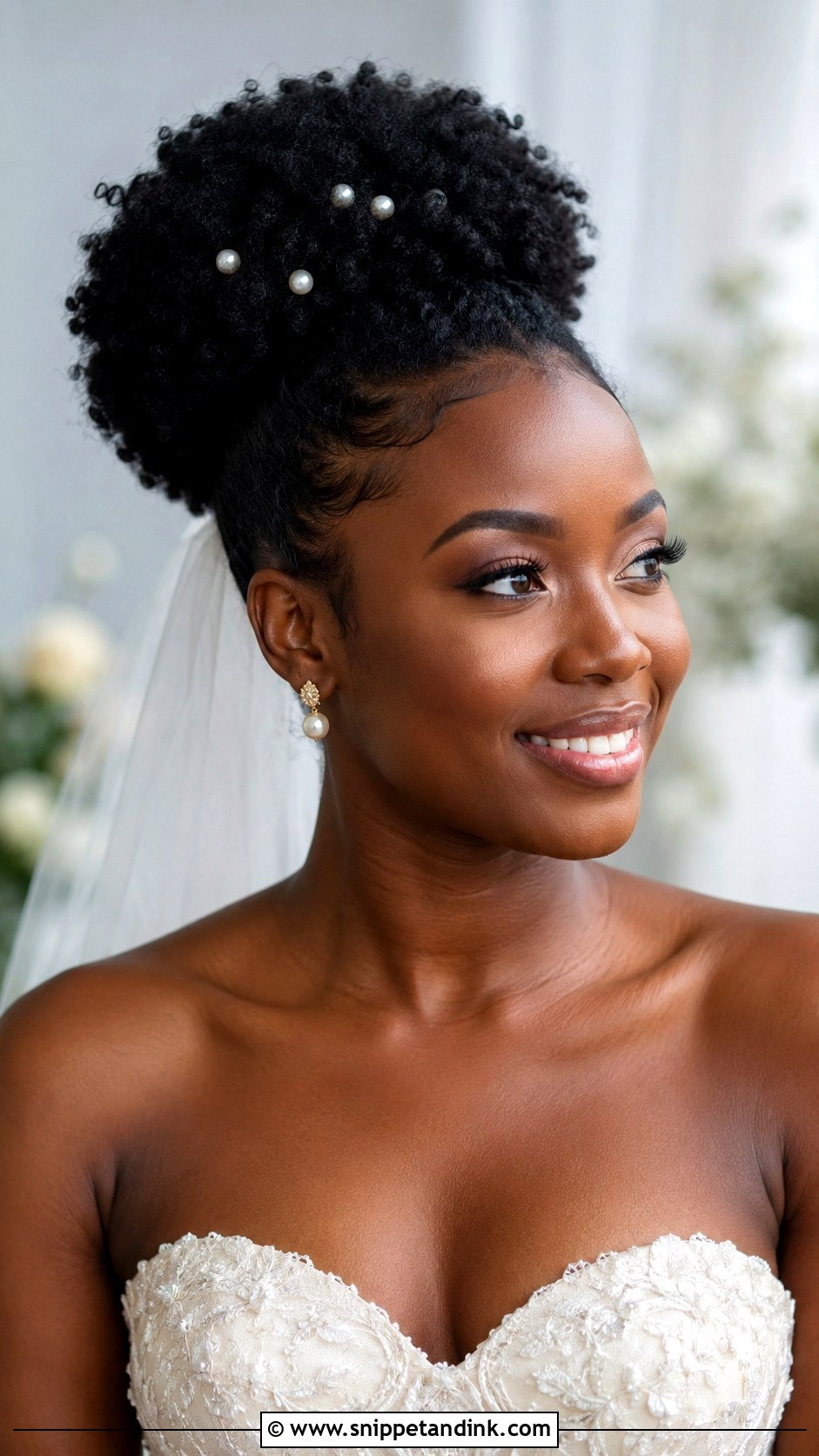 Natural Wedding Afro Puff - Snippet and Ink - 15 Natural Wedding Hairstyle Ideas