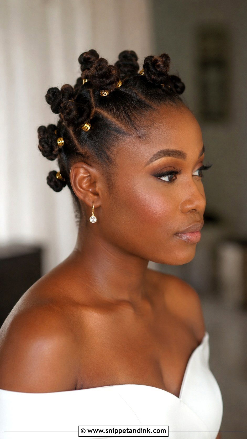 Natural Wedding Bantu Knot Updo - Snippet and Ink - 15 Natural Wedding Hair Black Women Ideas