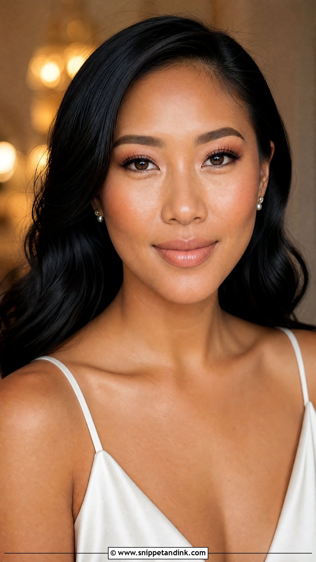 Natural Wedding Makeup With Peach Nude Lip - Snippet and Ink - 25 Natural Wedding Makeup Looks