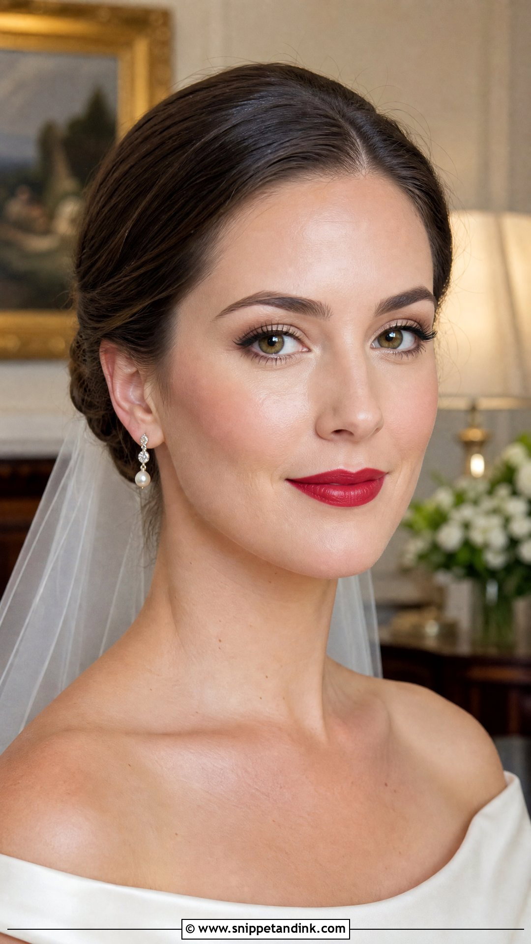 Natural Wedding Makeup With Red Lip - Snippet and Ink - 25 Natural Glowy Wedding Makeup Ideas