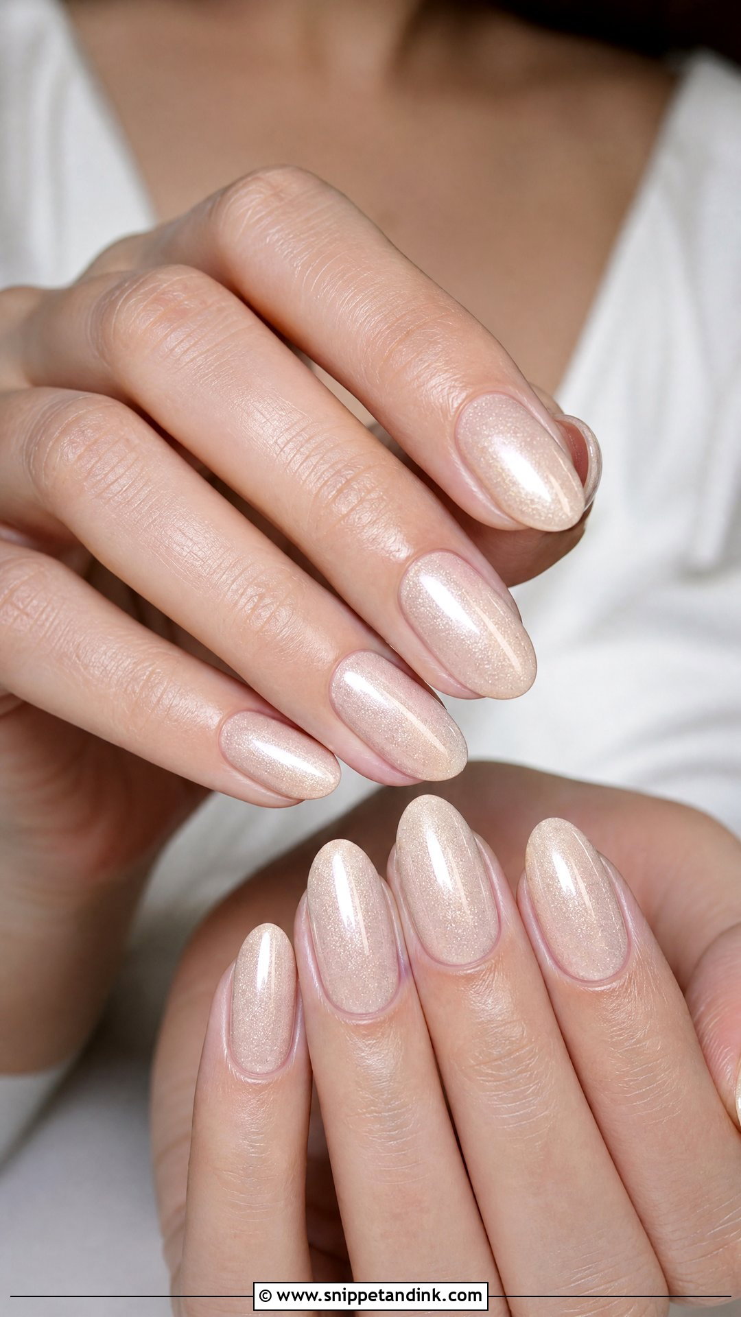 Natural Wedding Nails With Champagne Shimmer - Snippet and Ink - 25 Natural Wedding Nails