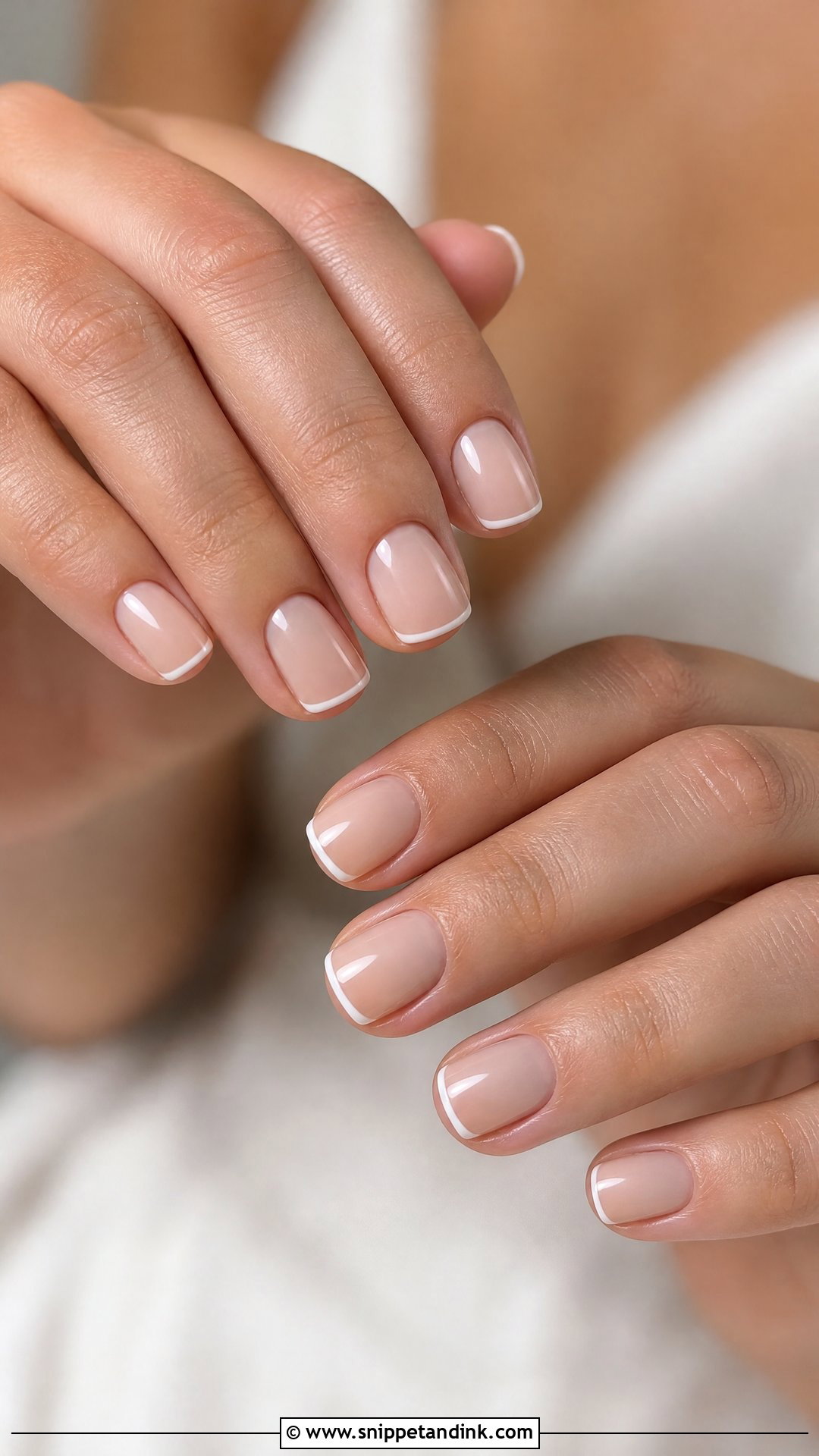 Natural Wedding Nails With Micro French Tips - Snippet and Ink - 25 Natural Wedding Nails