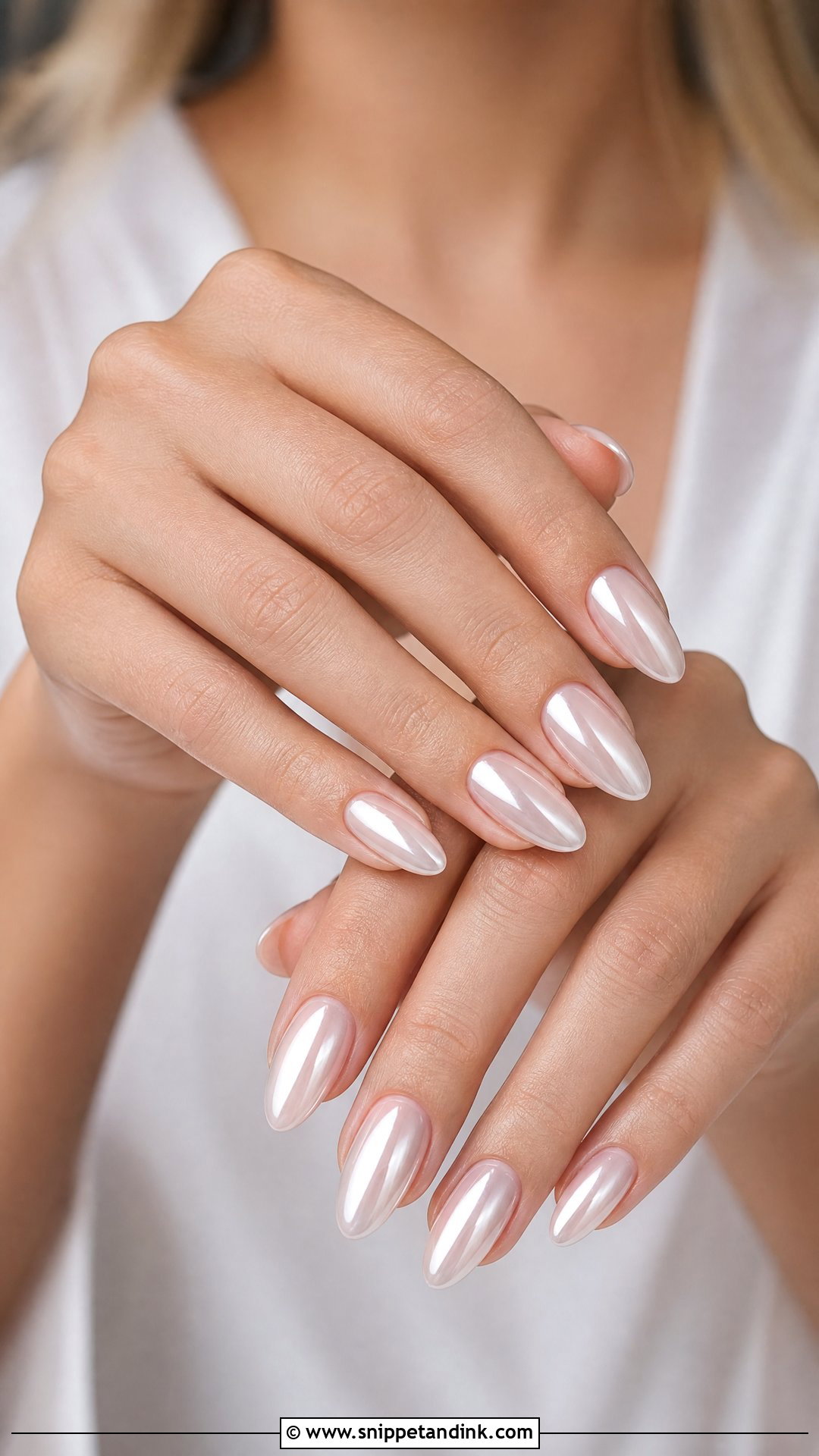Natural Wedding Nails With Pearl Chrome - Snippet and Ink - 25 Natural Wedding Nails